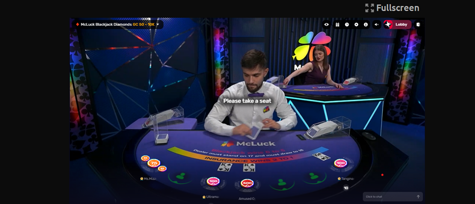 Mcluck live casino games