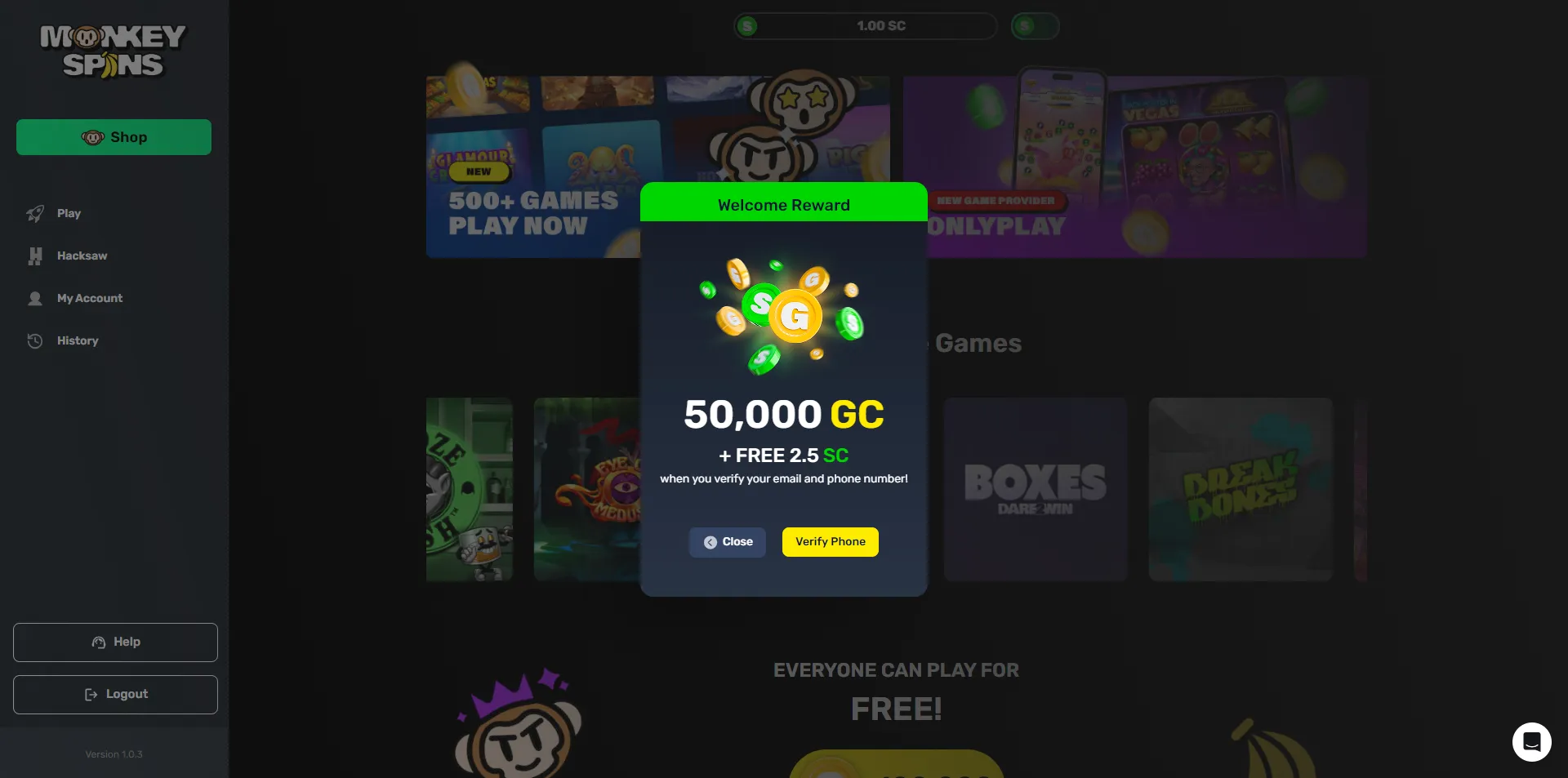 welcome bonus at monkey spins