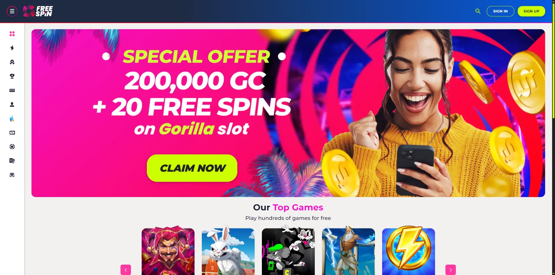 Free Spin Sweepstakes Casino Review 2025: Bonuses & Games