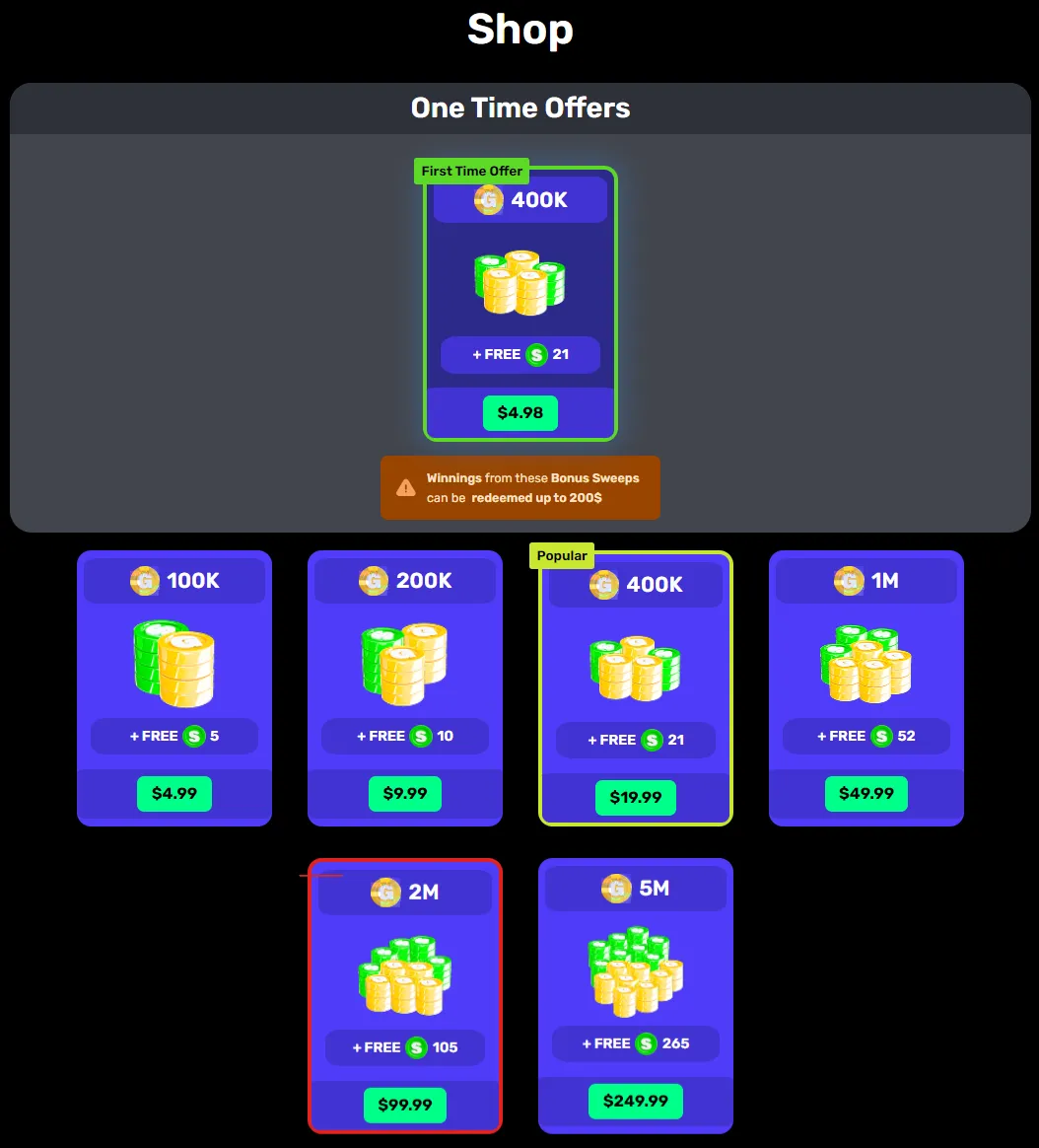 purchase promotions at monkey spins casino