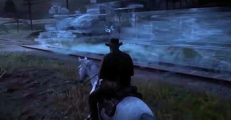 A picture of the protagonist Arthur Morgan with the ghost train easter egg.