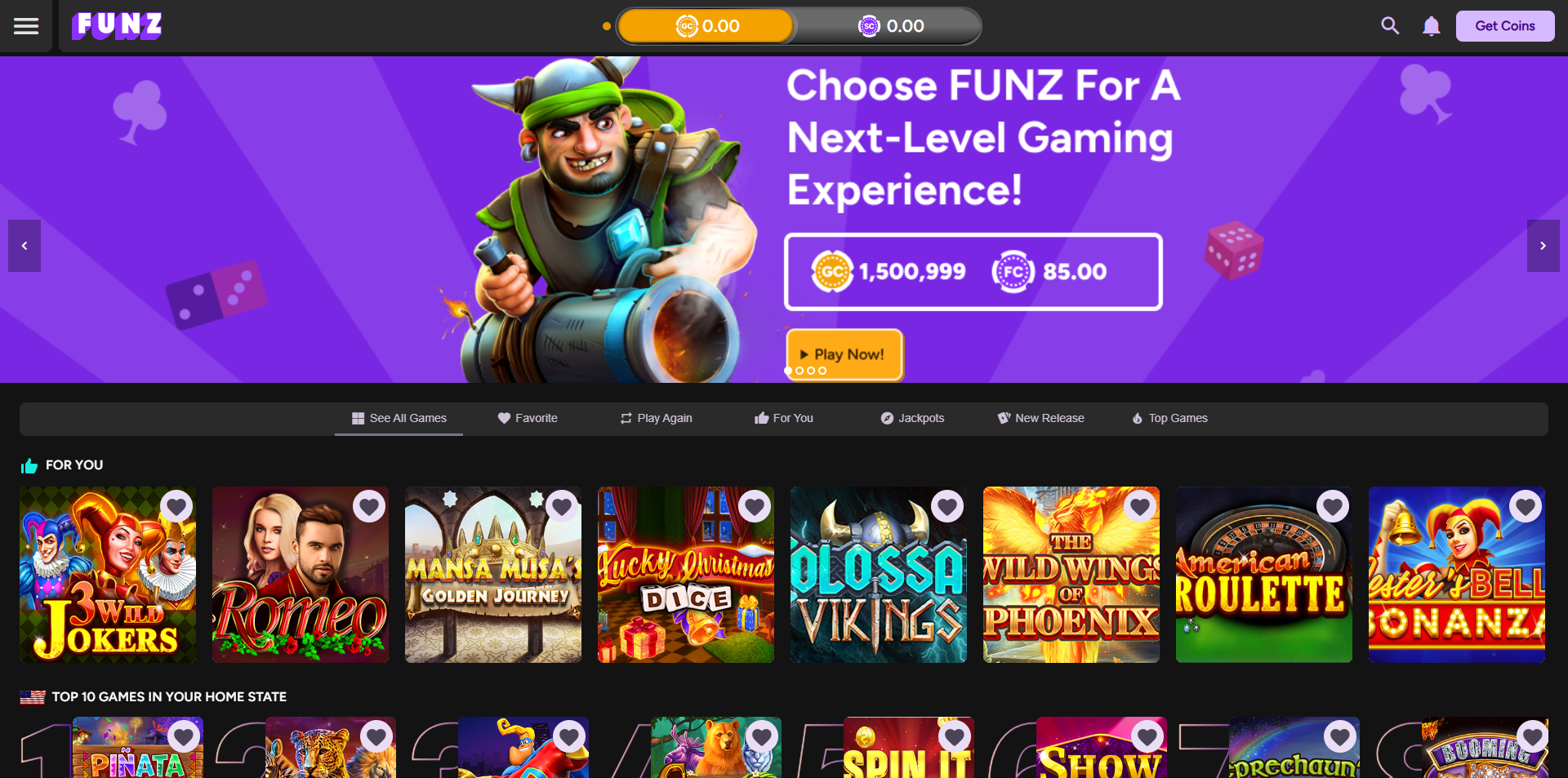 Funz Casino lobby