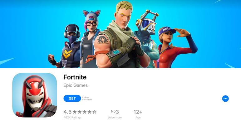 Fortnite on the Apple store