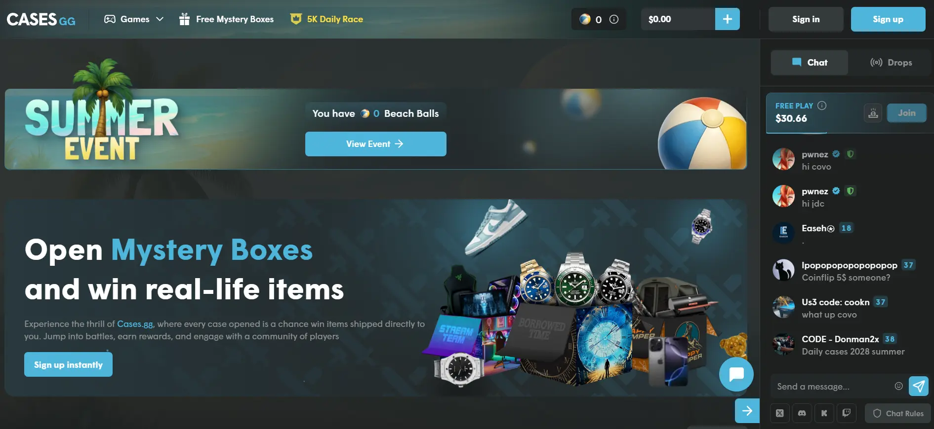 Cases.gg Welcome Page